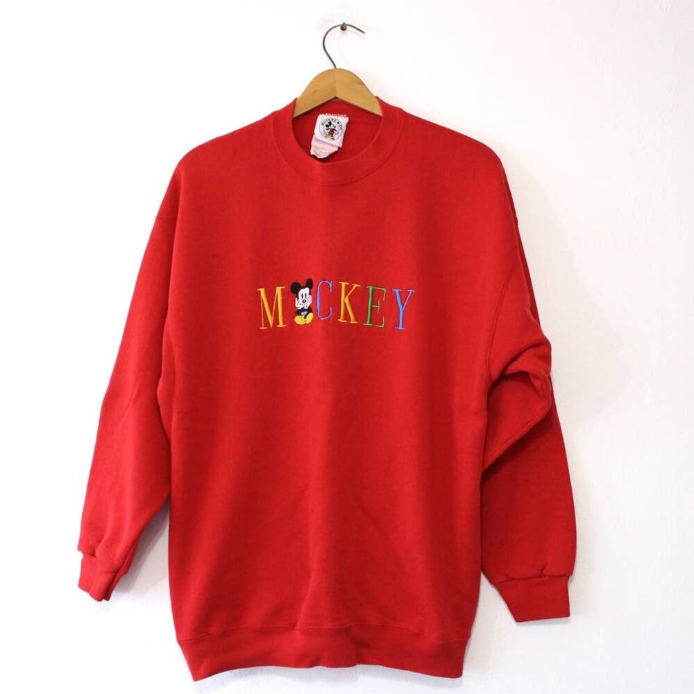 Vintage 90s Disney Mickey Mouse Red Sweatshirt Men’s XL